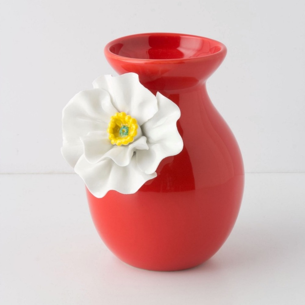 Anthropologie Ceramic Flower Vase - Poppy RARE